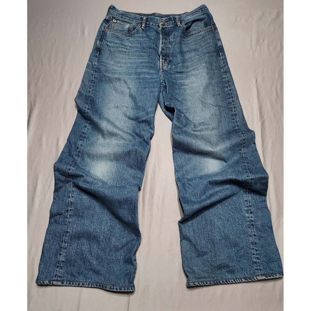 Buck Mason Jet Set Japanese Denim Wide Leg Jeans Blue 12116 Mens 29